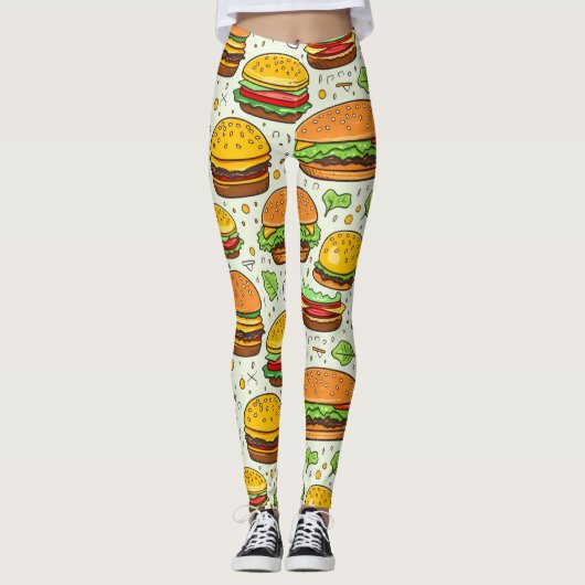 Niedlich Hamburgers Pattern Leggings (Vorderseite)