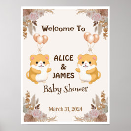 Niedlich Hamster Baby Dusche Begrüßungszeichen Poster
