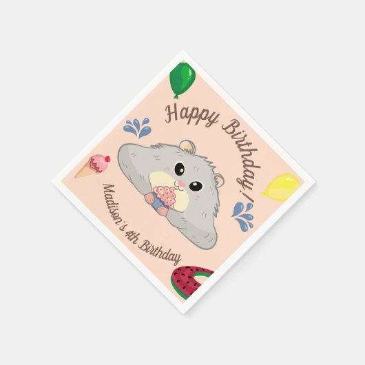 Niedlich Hamster Bday Pool Party Serviette (Ecke)