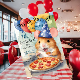 Niedlich Hamster Birthday Pizza Party Einladung