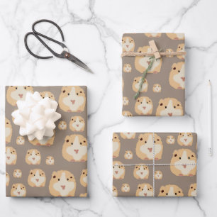 Niedlich Hamster Brown Pattern Geschenkpapier Set