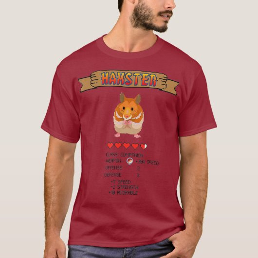 Niedlich Hamster Gerbil Retro 8-Bit Video Game T-Shirt (Vorderseite)