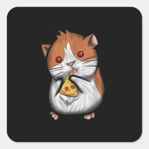 Niedlich Hamster Guinea Schweinefleisch Liebe Pizz Quadratischer Aufkleber