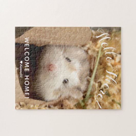 Niedlich Hamster Hello There Welcome Zuhause Puzzle (Horizontal)