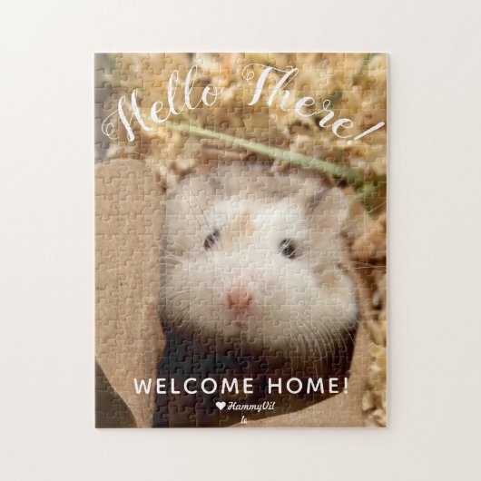 Niedlich Hamster Hello There Welcome Zuhause Puzzle (Vertikal)