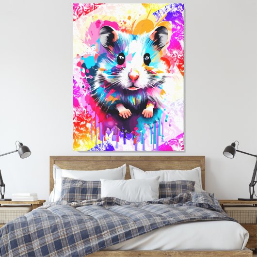 Niedlich Hamster Metal Print - farbenfroher Hamste Leinwanddruck (Insitu (Schlafzimmer))