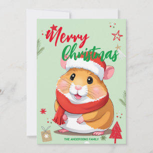 Niedlich Hamster santa Christmas Holiday Family Feiertagskarte