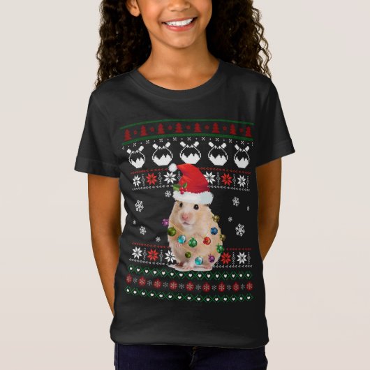 Niedlich Hamster Ugly Sweater Christmas Light Paja T-Shirt (Vorderseite)