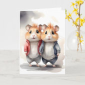 Niedlich Hamsters Jackets Best Pals Friends Portra Karte (Gelbe Blume)