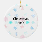 Niedlich Hand Drawn Blue Snowman Weihnachten Keramik Ornament (Hinten)