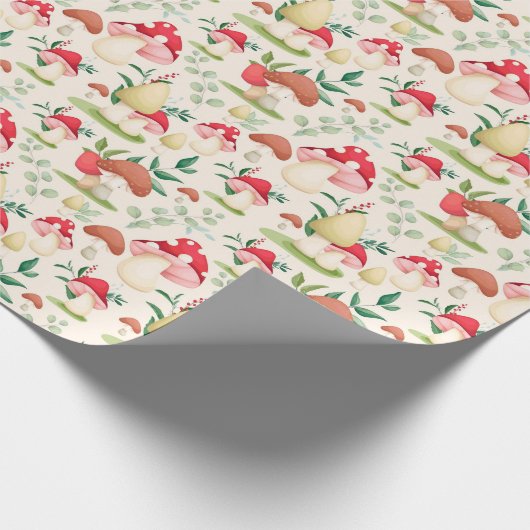 Niedlich handgemalt Pilz Geschenkpapier (Ecke)
