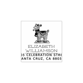 Niedlich handgezeichnet Alpaca Name & Rücksendeadr Gummistempel