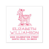 Niedlich handgezeichnet Alpaca Name & Rücksendeadr Permastempel (Design)