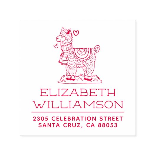 Niedlich handgezeichnet Alpaca Name & Rücksendeadr Permastempel (Design)