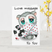 Niedlich handGezeichnet Lemur mit Herzumschlag Karte (Gelbe Blume)