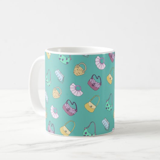 Niedlich Handgezogene Handtaschen Doodles Muster A Kaffeetasse (Vorderseite Links)
