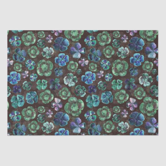 Niedlich handgezogene Wasserfarbe Lucky Grüne Klee Seidenpapier (Vorderseite)