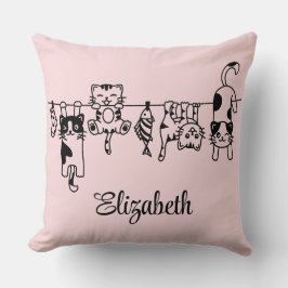 Niedlich Hanging Kittens Individuelle Name Kissen