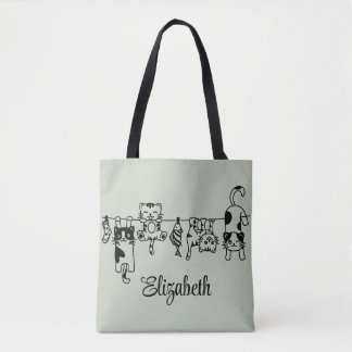 Niedlich Hanging Kittens Individuelle Name Tasche