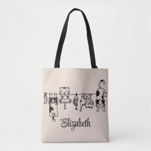 Niedlich Hanging Kittens Individuelle Name Tasche