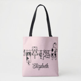 Niedlich Hanging Kittens Individuelle Name Tasche