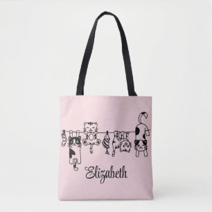 Niedlich Hanging Kittens Individuelle Name Tasche