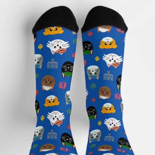 Niedlich Hannukah Cat Gemustert Socken (Oben)