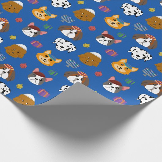 Niedlich Hannukah Dog Gemustert Geschenkpapier (Ecke)