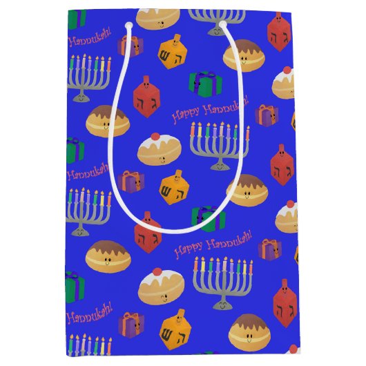 Niedlich Hannukah Gemustert Mittlere Geschenktüte (Vorderseite)