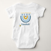 Niedlich Hanukkah Personalisiert Menorah Rainbow Baby Strampler (Rückseite)
