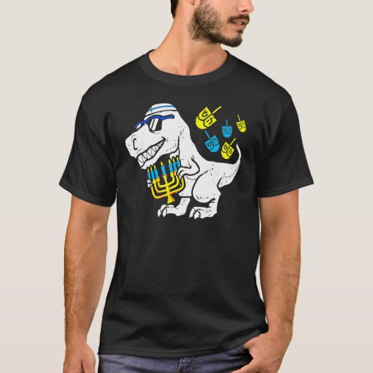Niedlich Hanukkah Rex Dinosaur Menorasaurus Chanuk T-Shirt (Vorderseite)