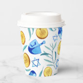 Niedlich Hanukkah Watercolor Bar Bat Mitzvah jüdis Pappbecher (Vorderseite)