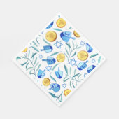 Niedlich Hanukkah Watercolor Bar Bat Mitzvah jüdis Serviette (Ecke)