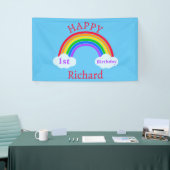 Niedlich Happy 1. Geburtstag Regenbogen Wolken Bla Banner (Messeveranstaltung)