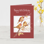 Niedlich Happy 80. Geburtstag Song Sparrows Karte (Gelbe Blume)