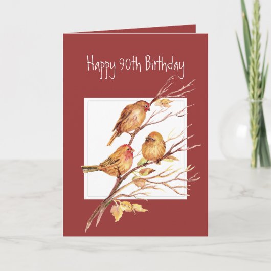 Niedlich Happy 90. Geburtstag Song Sparrows Karte (Vorderseite)
