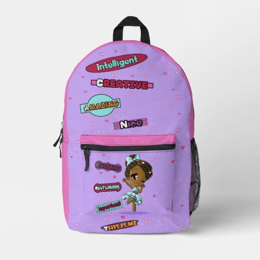 Niedlich Happy African American Girl Nice Bedruckter Rucksack (Vorderseite)