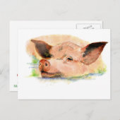 Niedlich Happy as a Pig in Mud, Farm Animal, Spaß Postkarte (Vorne/Hinten)