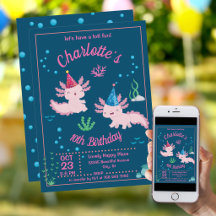 Niedlich Happy Axolotl Geburtstagsparty Einladung