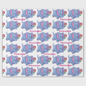 Niedlich & Happy Baby Elephant Cartoon Personalisi Geschenkpapier (Flach)