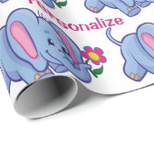 Niedlich & Happy Baby Elephant Cartoon Personalisi Geschenkpapier (Rolleneckpunkt)