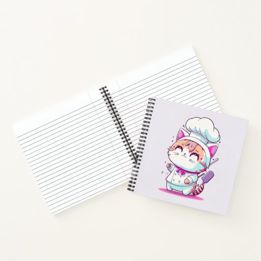 Niedlich Happy Baker Konditorei Koch Cat Kitten | Notizblock (Innenseite)