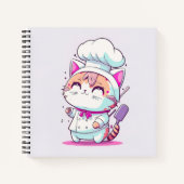 Niedlich Happy Baker Konditorei Koch Cat Kitten | Notizblock (Vorderseite)