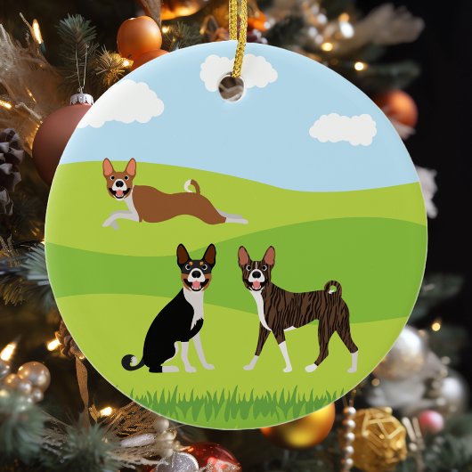 Niedlich Happy Basenji Hound Liebe Keramik Ornament