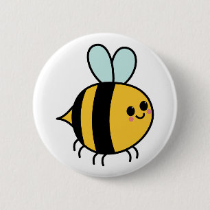 Niedlich Happy Bee Zeichnend Button