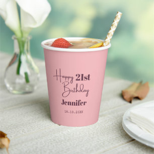 Niedlich Happy Birthday Any age Personalisiert Pappbecher