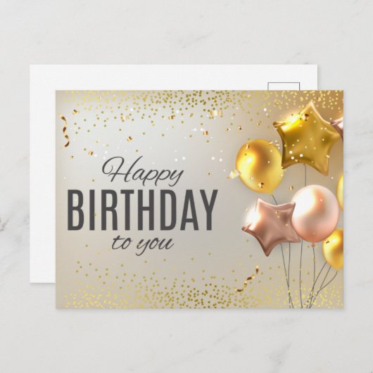 Niedlich Happy Birthday Balloon Confetti Postkarte (Vorne/Hinten)