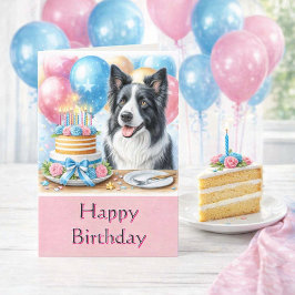 Niedlich Happy Birthday Border Collie Grußkarte Karte