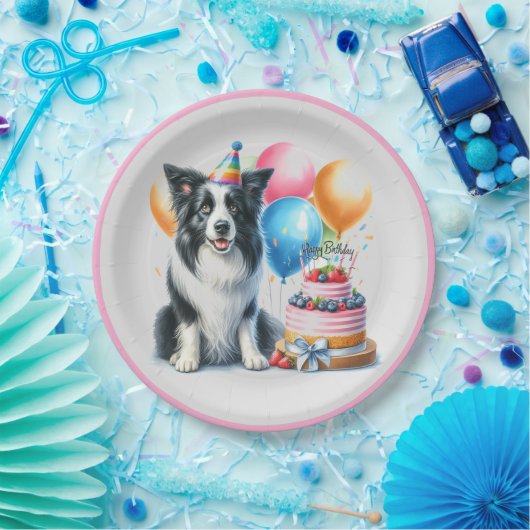 Niedlich Happy Birthday Border Collie Party Pappteller (Party)