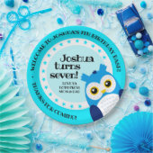 Niedlich Happy Birthday Boy Blue Owl Pappteller (Party)